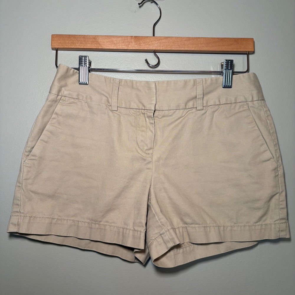 Ann‎ Taylor LOFT Womens Khaki Chino Shorts Tan Cotton Twill Size 0 297432